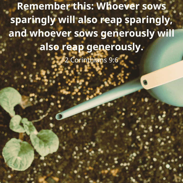 Remember this Whoever sows sparingly will also reap sparingly, and whoever sows generously will also reap generously.