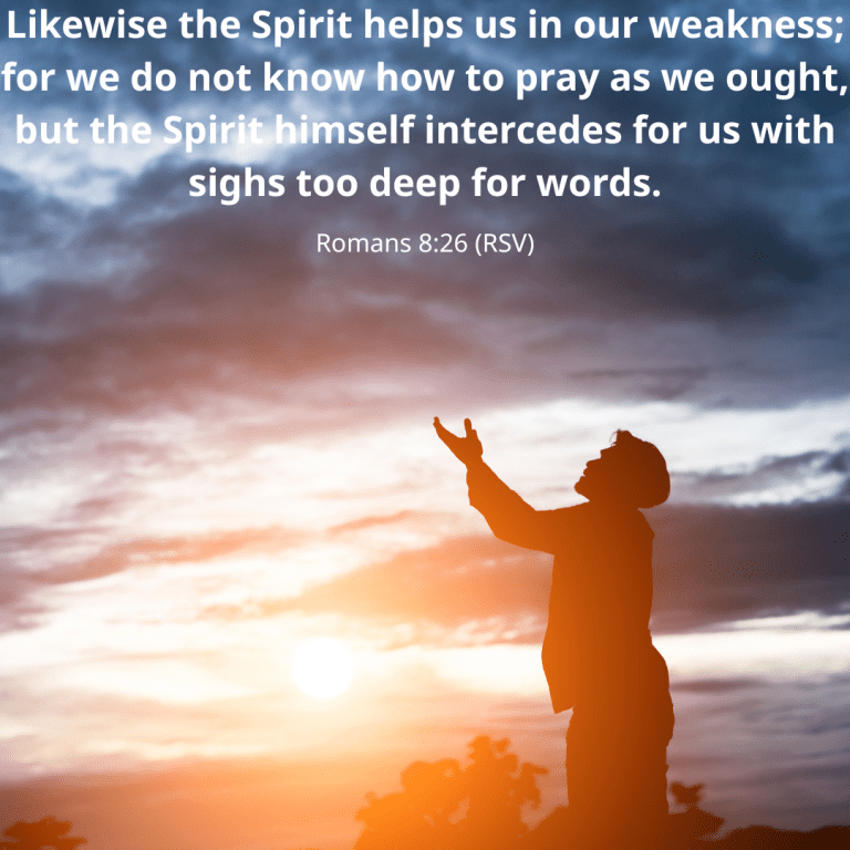 Likewise the Spirit helps us in our weakness; for we do not know how to pray as we ought, but the Spirit himself intercedes for us with sighs too deep for words.