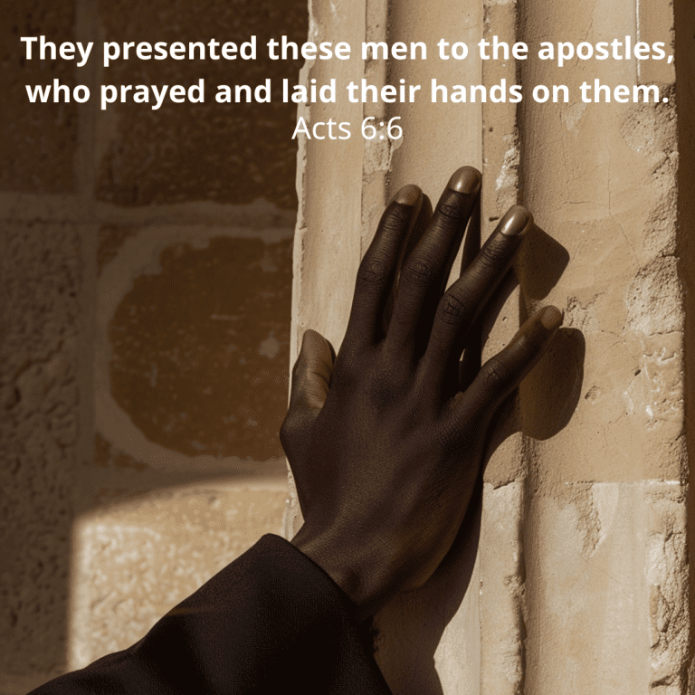 They presented these men to the apostles, who prayed and laid their hands on them.